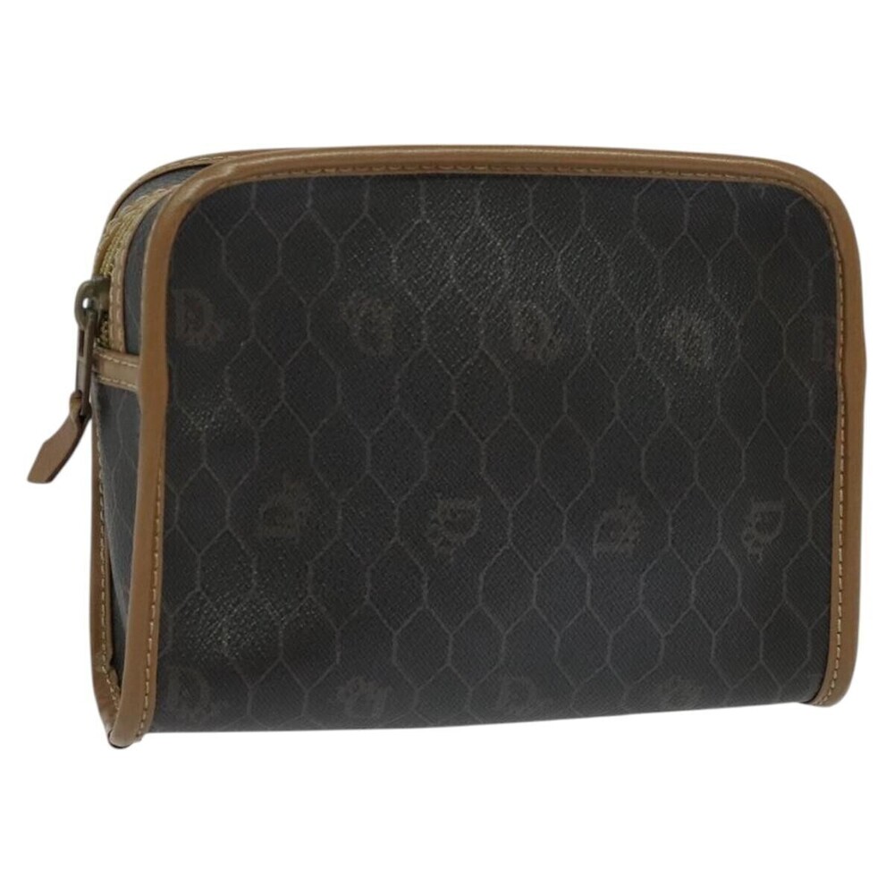 Christian Dior Vintage Honeycomb Zip Canvas and Leather